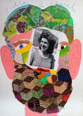 Collage of a face with colorful patterns and a black and white photo of Julia Zagar in the center. Text above the face reads "Julia & Isaiah."