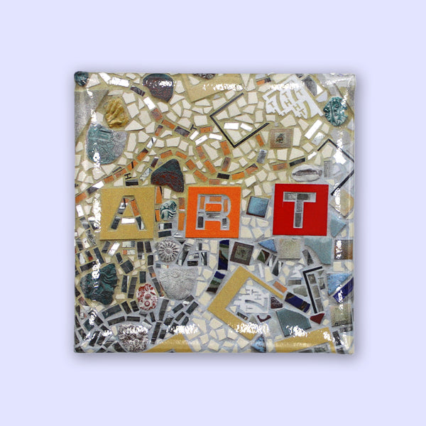 2.5" x 2.5" refrigerator magnet featuring a photograph of a mosaic, "Art," by Isaiah Zagar.