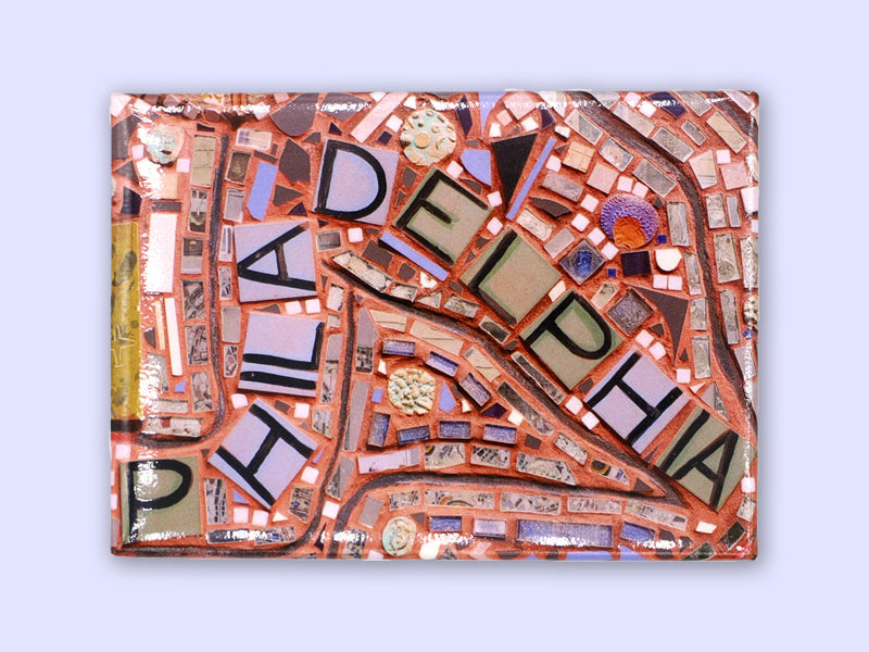 3.5" x 2.5" refrigerator magnet featuring a photograph of a mosaic, "Philadelphia," by Isaiah Zagar