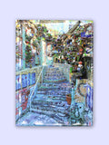 2.5" x 3.5" refrigerator magnet featuring a photograph of a mosaicked staircase at Philadelphia's Magic Gardens