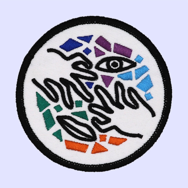 3" round embroidered patch featuring Philadelphia's Magic Gardens logo