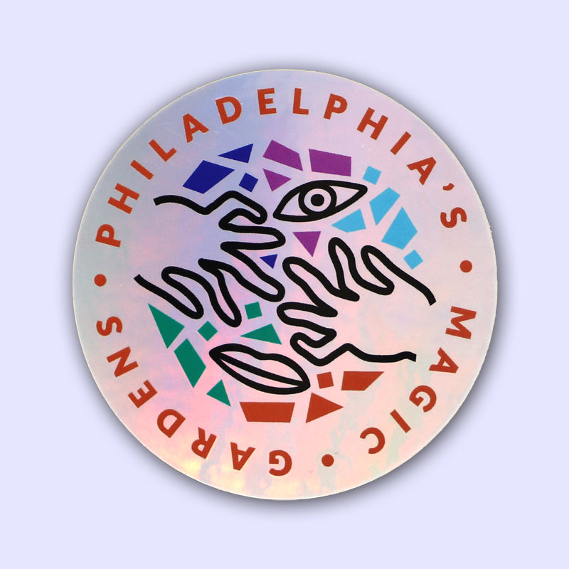 3" round holographic sticker featuring PMG's logo