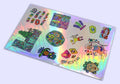 Holographic sticker sheet with various mosaic designs